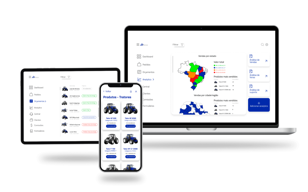 crm e força de vendas para indústrias de implementos agrícolas e Revendas